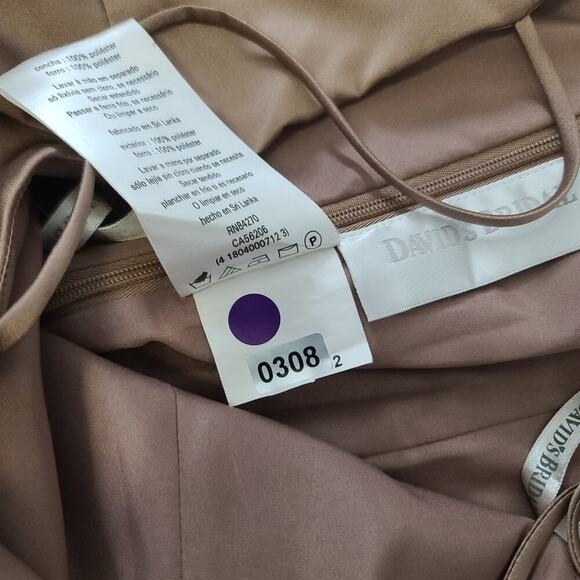 Davids Bridal faux wrap evening gown taupe Size 16 Ball gown wedding prom formal - Picture 9 of 11